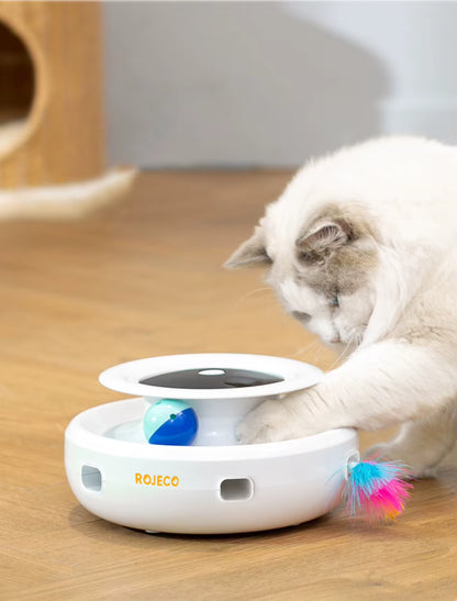 Automatic Interactive Cat Toy with Feather & LED Lights