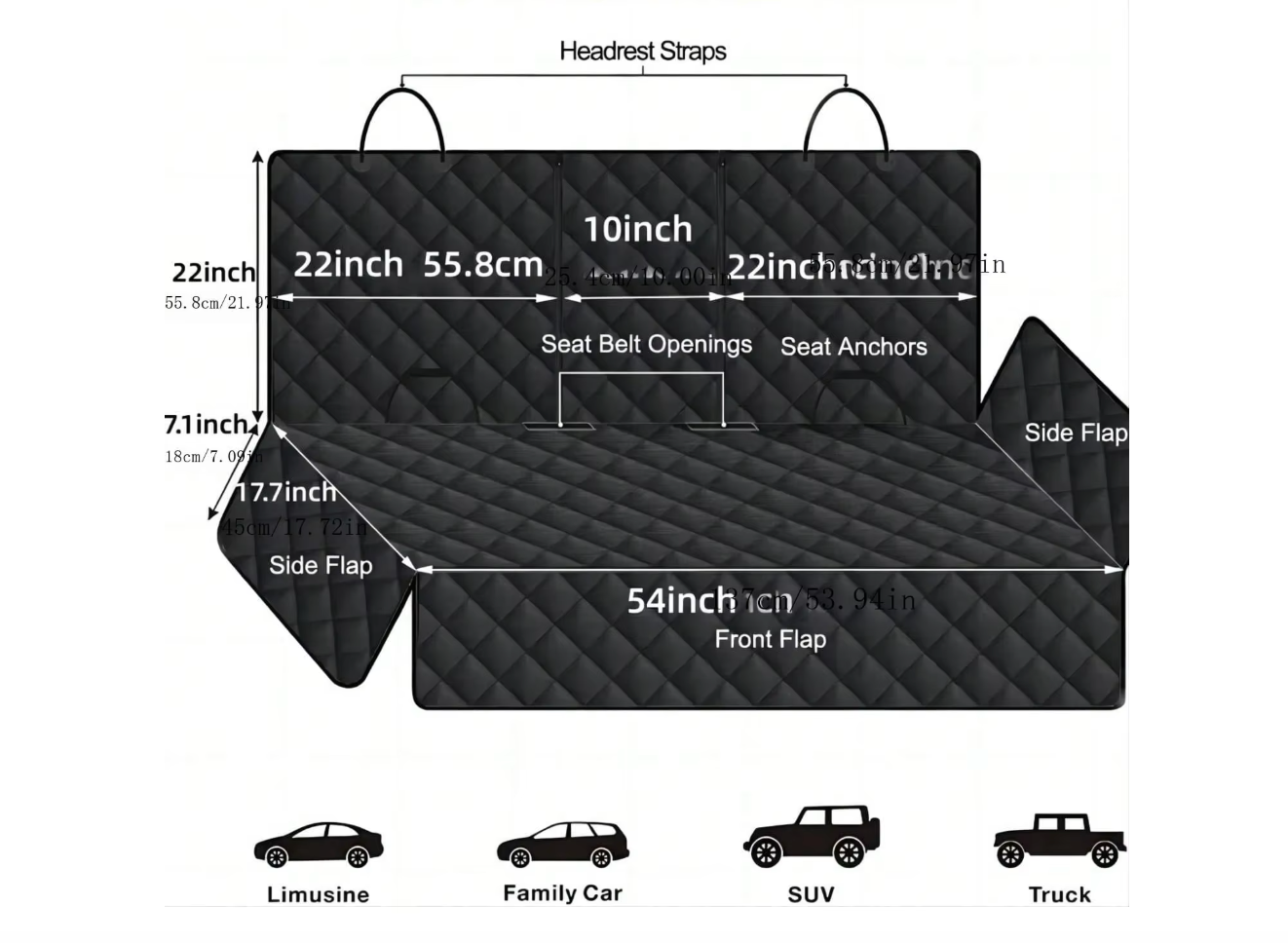 Waterproof Dog Car Seat Cover (Flat Version – No Walls)