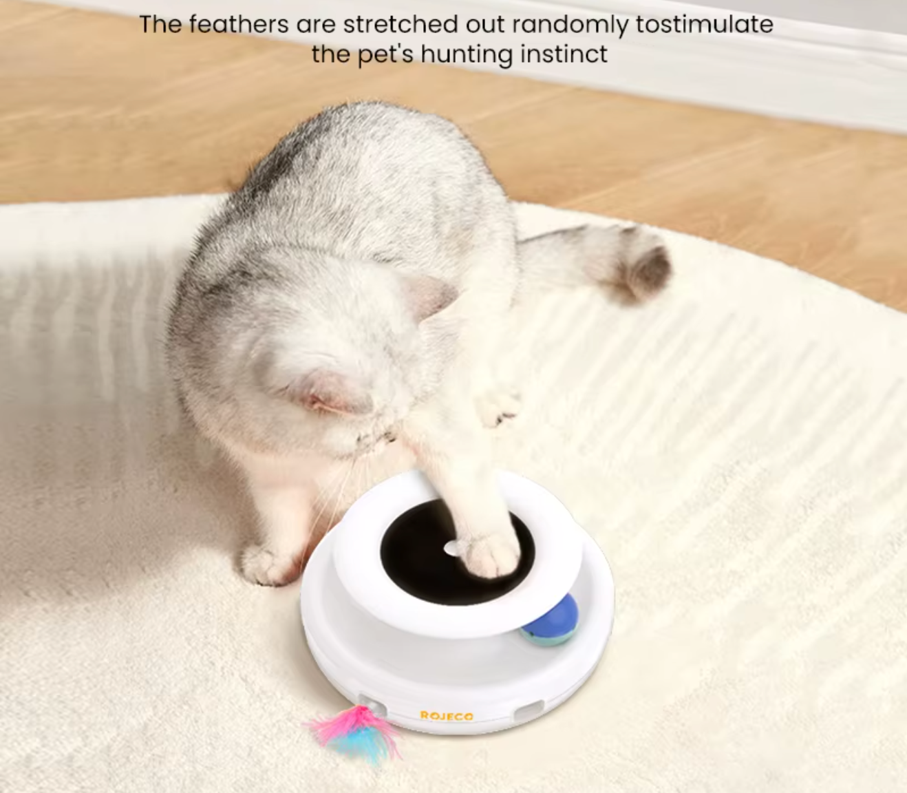 Automatic Interactive Cat Toy with Feather & LED Lights