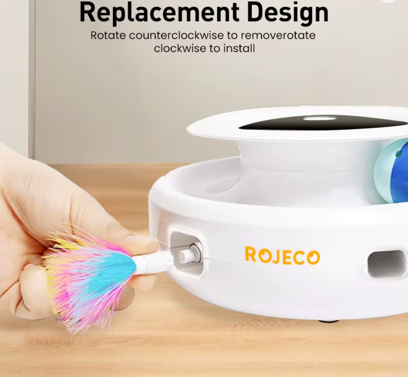 Automatic Interactive Cat Toy with Feather & LED Lights