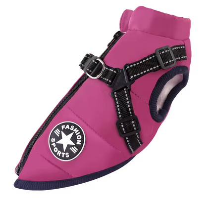 Winter Waterproof Dog Jacket with Built-In Harness