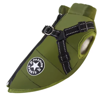 Winter Waterproof Dog Jacket with Built-In Harness