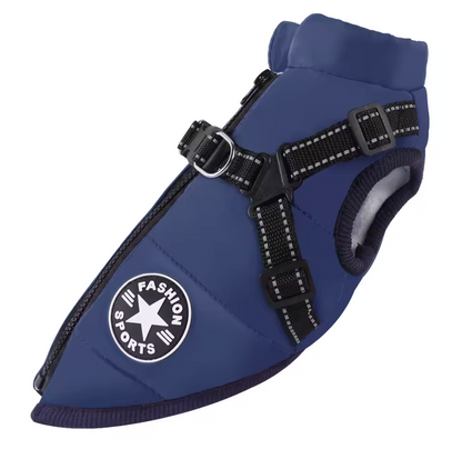 Winter Waterproof Dog Jacket with Built-In Harness