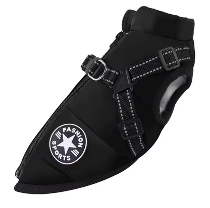 Winter Waterproof Dog Jacket with Built-In Harness