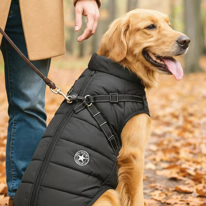 Winter Waterproof Dog Jacket with Built-In Harness